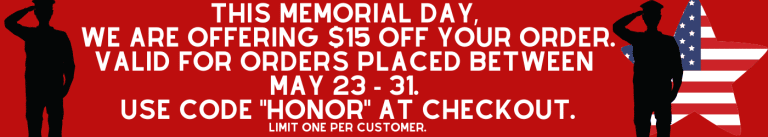 Memorial Day Offer. Use Code HONOR
